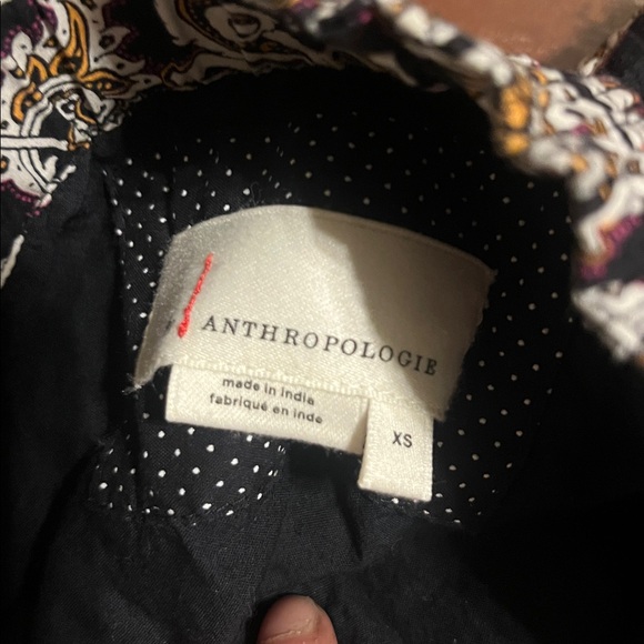 Anthropologie Eula Pintucked Skirt Paisley Black White ochre mini  XS - Picture 6 of 8